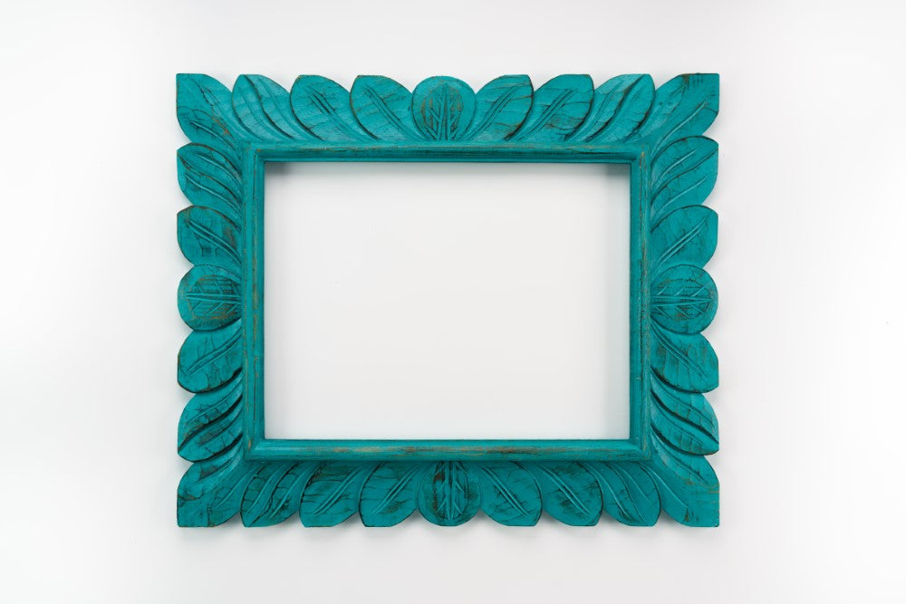 Wooden Frame - Burnt wood / White / Aqua image 0