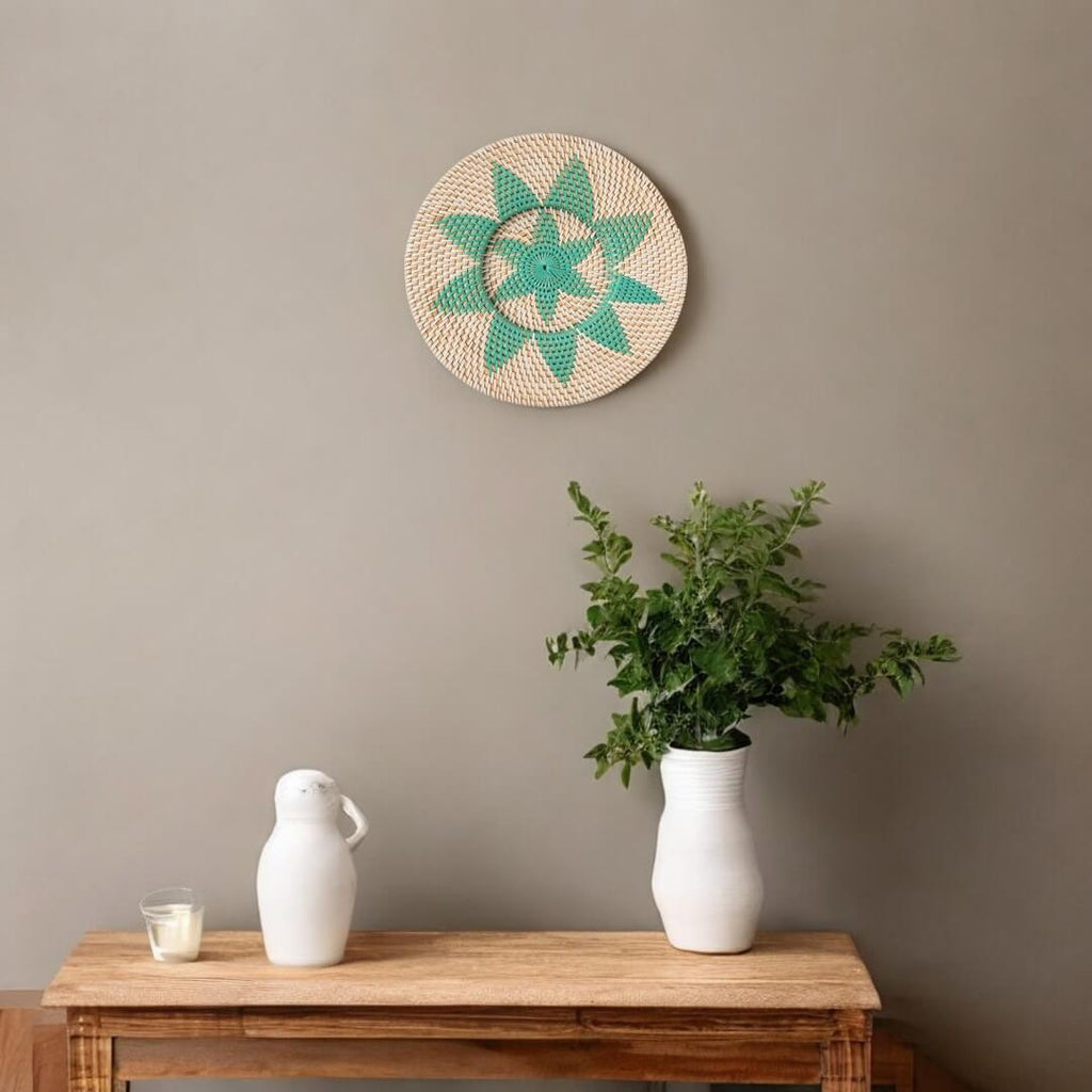 Rattan Wall designer - Green and white image 2