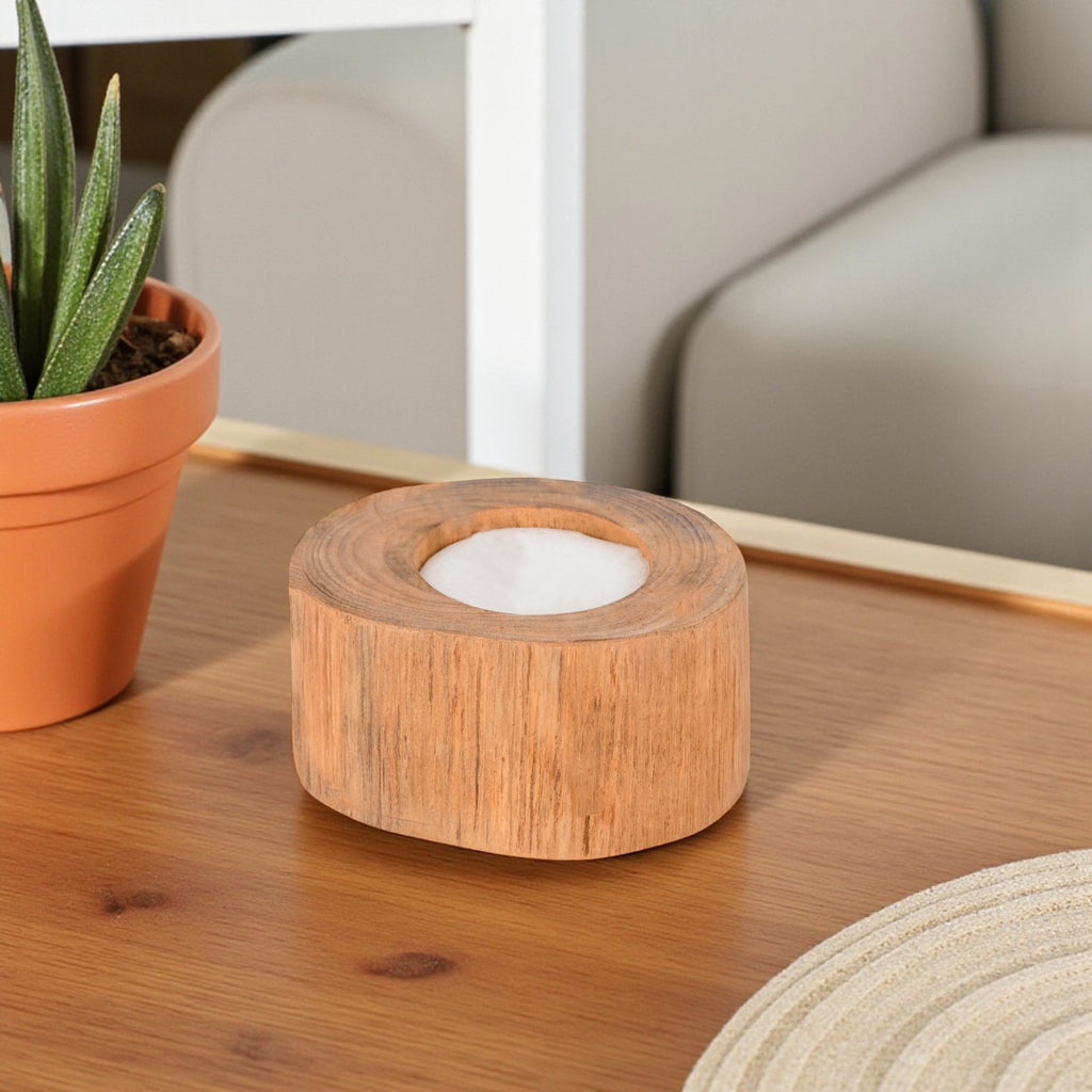 BAGUS HOME DECOR Recycled Wood tea light candle holder (Wangi) - Aesthetic Candle Holders for Home Decor - Artistic Candles for Home Decor image 0