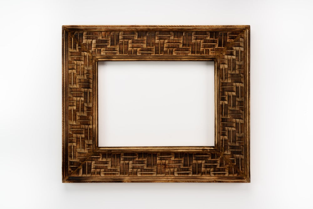 Wooden Frame - Burnt wood / White / Aqua image 0