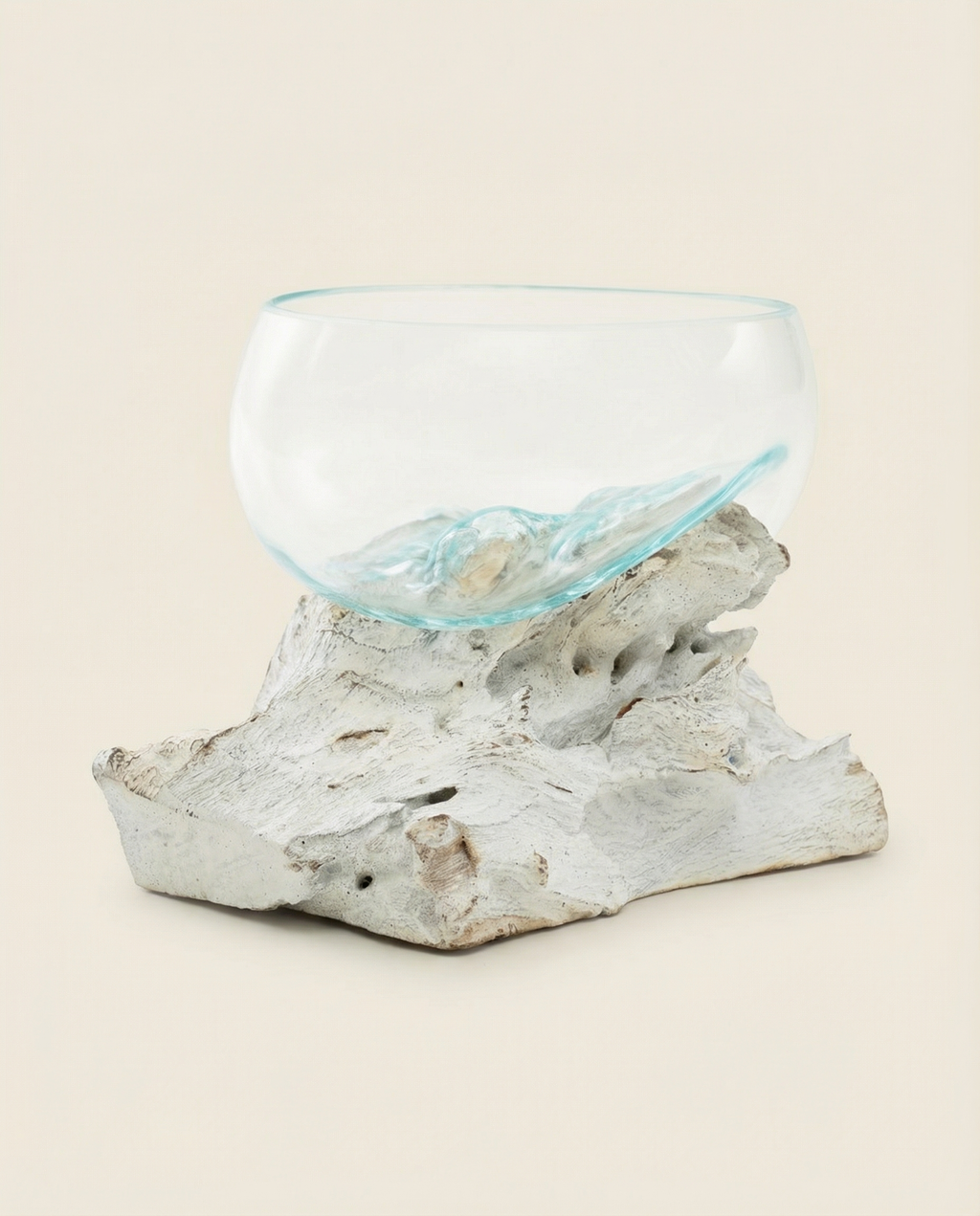 Glass Bowl on Wood | White Wood