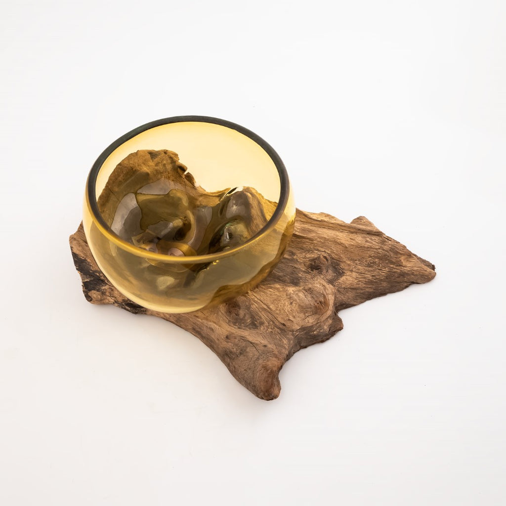 Molton Glass Mini Yellow Bowl on Wood image 2