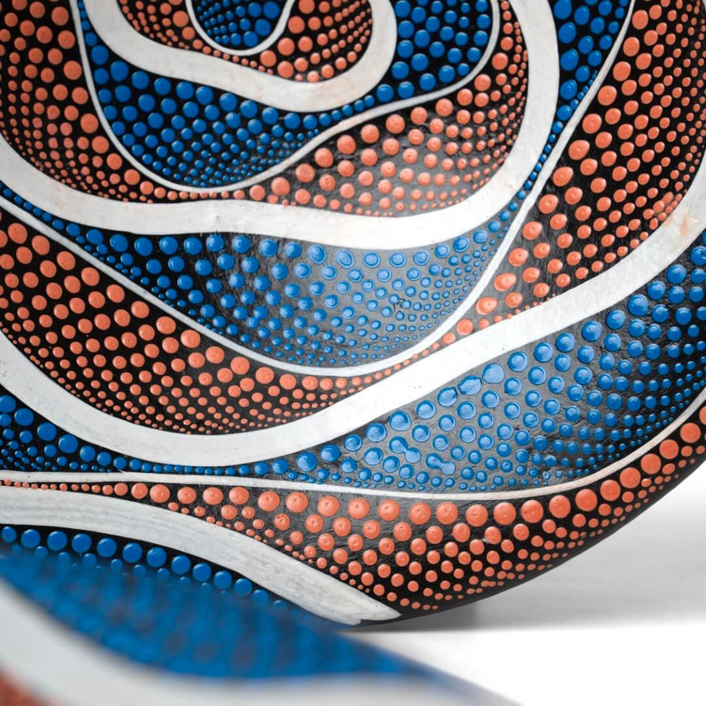 Round Aborigin Plate - Blue and Orange image 1