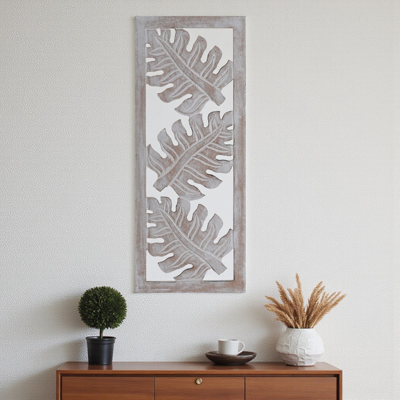 Leaf Design Wall Decoration (White) image 0