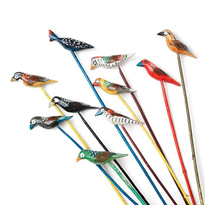 Handcrafted Wooden Bird Decor on Twigs | Unique Artisanal Home Accents image 0