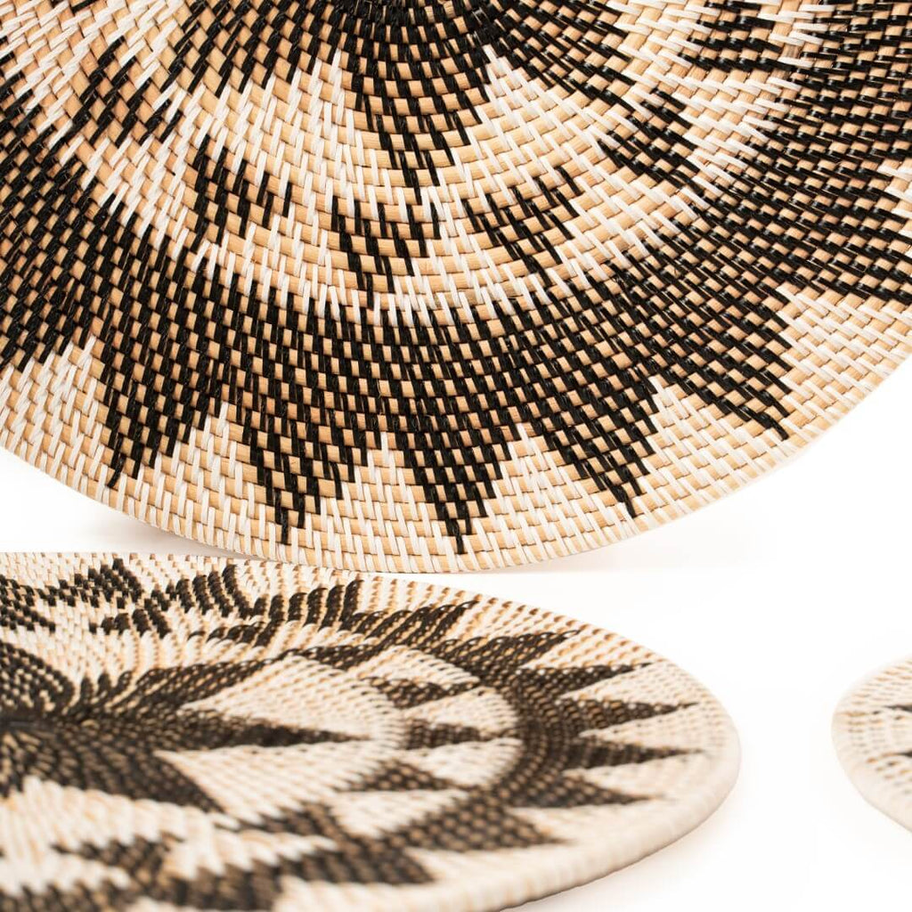 Cream and Black Rattan Wall Decor image 1
