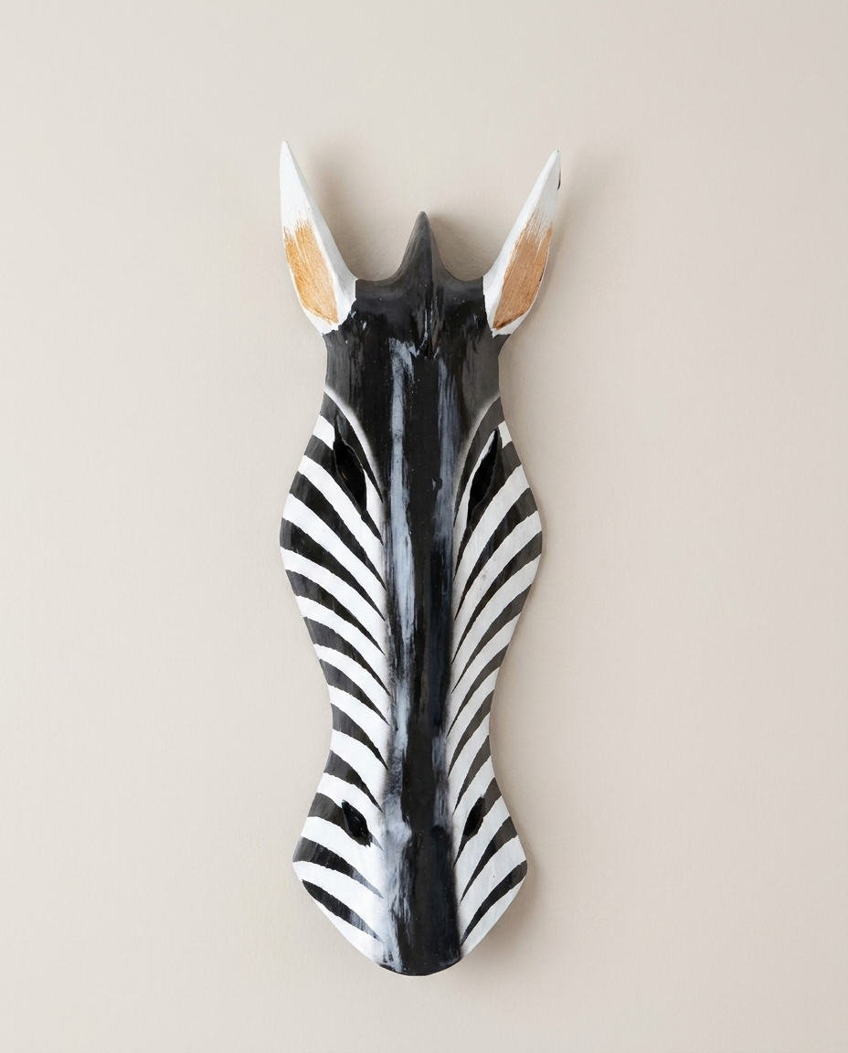 Zebra mask in wood 30 CM (1pc)